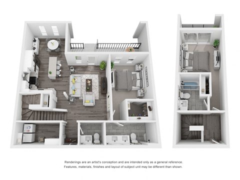 one bedroom two and a half bathroom townhome